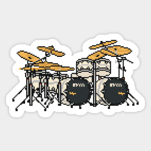 Pixel Silver Zombie Drums Sticker